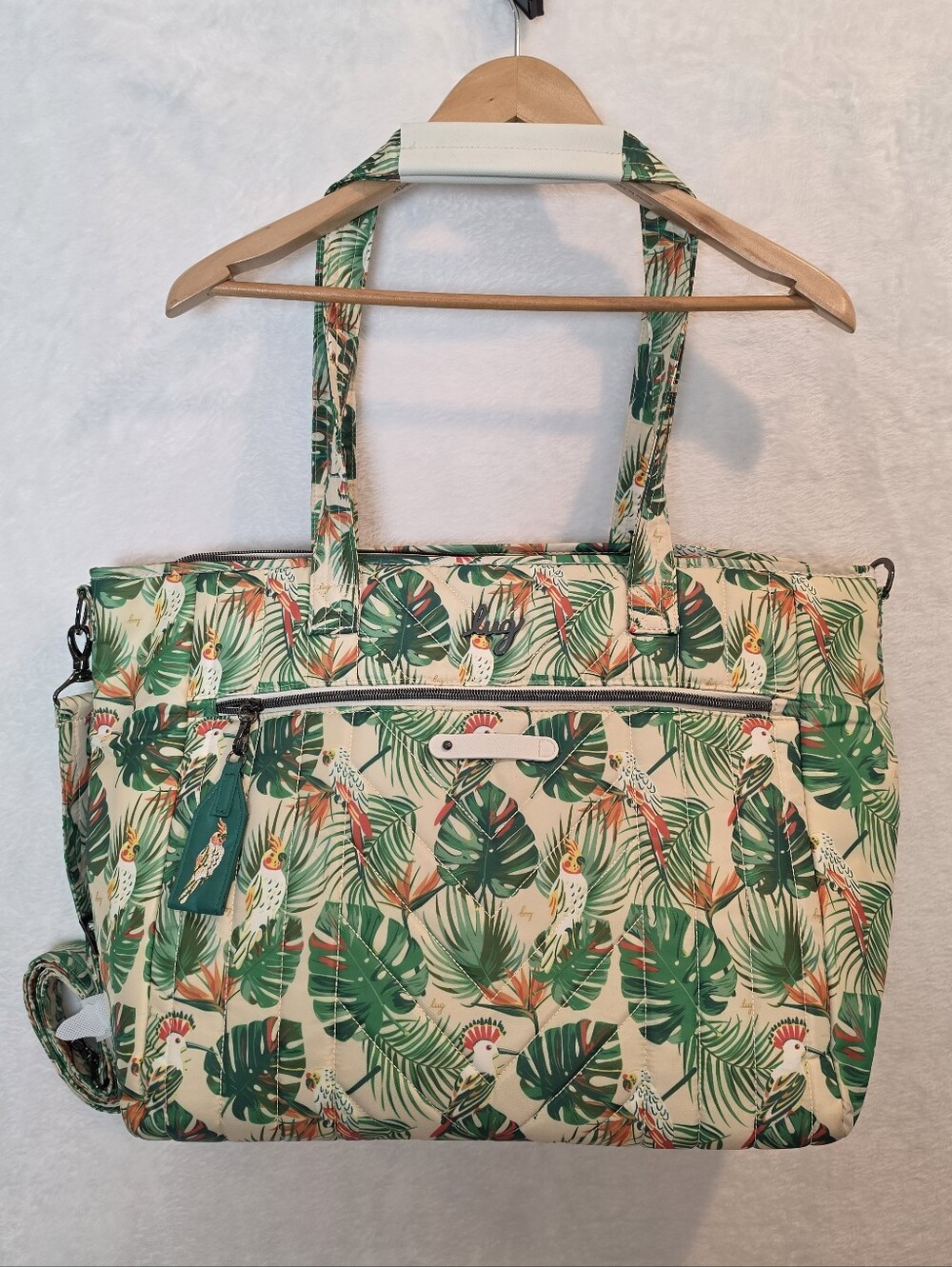 Lug Paddle Carryall Tropical Bird  Cream Tote Bag Purse Travel Weekender